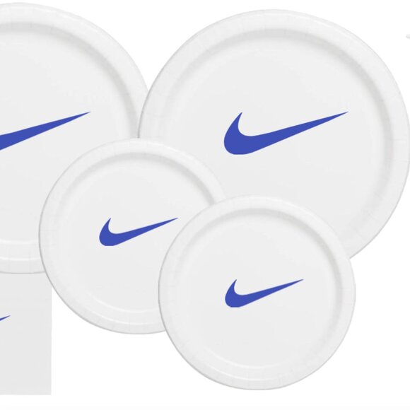 Sw00sh Birthday Plates | White & Blue Basketball Party Supplies | 60 Piece Set - Picture 5 of 6